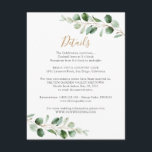 Elegant Greenery Eucalyptus Information Details Enclosure Card<br><div class="desc">Designed to coordinate with our Mixed Greenery wedding collection,  this customisable Details card features watercolor greenery eucalyptus branches with gold and grey text. To make advanced changes,  please select "Click to customise further" option under Personalise this template.</div>