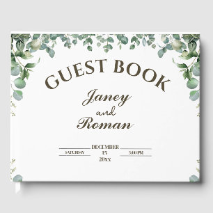 Elegant Greenery Eucalyptus Leaves Rustic Wedding Guest Book