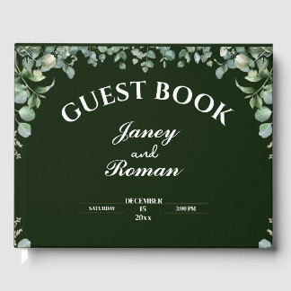 Elegant Greenery Eucalyptus Leaves Rustic Wedding Guest Book