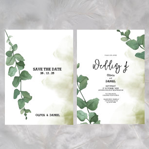 Elegant Greenery Eucalyptus Leaves Rustic Wedding Invitation