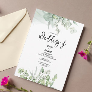 Elegant Greenery Eucalyptus Leaves Rustic Wedding  Invitation