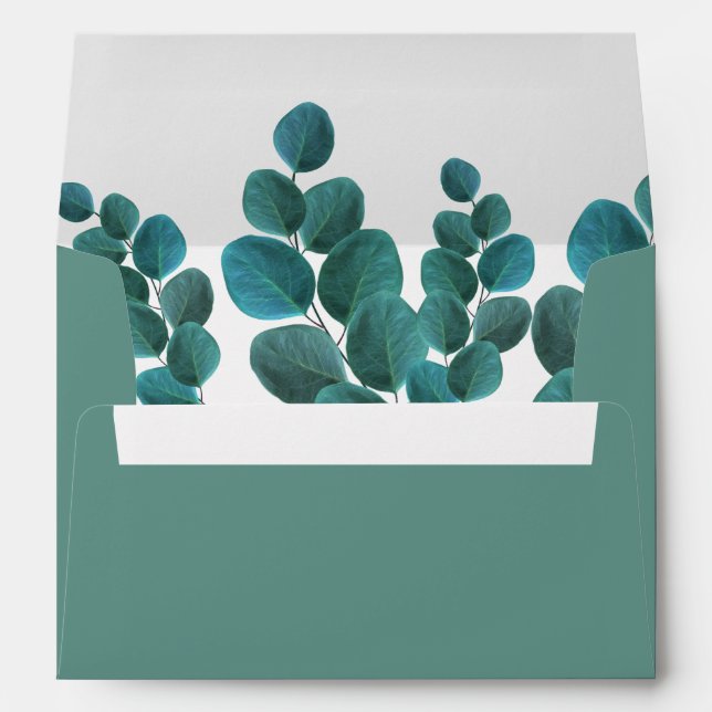 Elegant Greenery | Eucalyptus Leaves Wedding Envelopes (Back (Bottom))