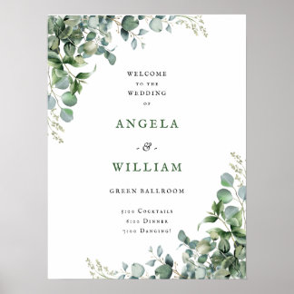 Elegant Greenery Eucalyptus Leaves Wedding Poster