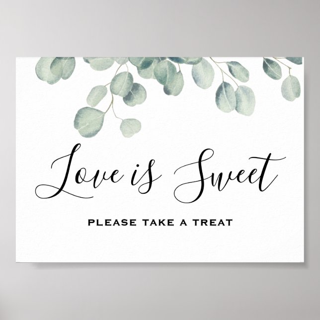 Elegant Greenery Eucalyptus Leaves Wedding Poster (Front)