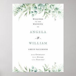 Elegant Greenery Eucalyptus Leaves Wedding Poster