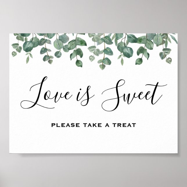 Elegant Greenery Eucalyptus Leaves Wedding Poster (Front)