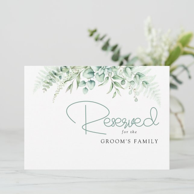 Elegant Greenery Eucalyptus Leaves Wedding reserve (Standing Front)