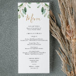 Elegant Greenery Eucalyptus Menu<br><div class="desc">Designed to coordinate with our Moody Greenery wedding collection,  this customizable Menu features watercolor sage green eucalyptus leaves. To make advanced changes,  go to "Click to customize further" option under Personalize this template.</div>