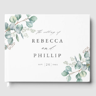 Elegant Greenery Eucalyptus Watercolor Wedding Guest Book
