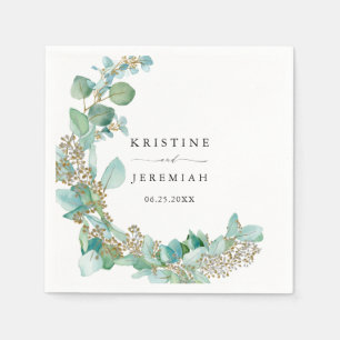 Elegant Greenery Eucalyptus Watercolor Wedding Napkin
