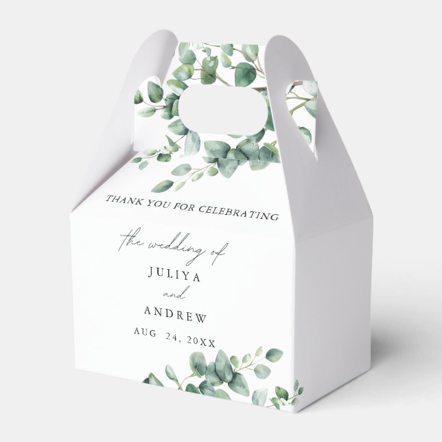  Elegant Greenery Eucalyptus wedding Favour Box (Front Side)