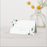 Elegant Greenery Eucalyptus Wedding Folded  Place Card<br><div class="desc">Designed to coordinate with our Moody Greenery wedding collection,  this customisable folded place card features watercolor greenery branches with a classy serif dark grey text monogram on the back.</div>