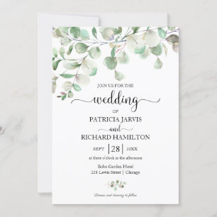 Elegant Greenery Eucalyptus Wedding  Invitation