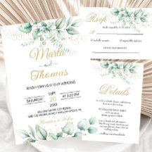 Elegant Greenery Eucalyptus Wedding Invitation