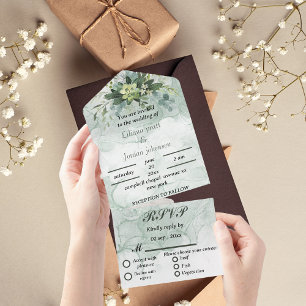 Elegant greenery eucalyptus WEDDING INVITATIONS 