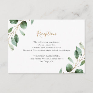 Elegant Greenery Eucalyptus Wedding Reception Enclosure Card