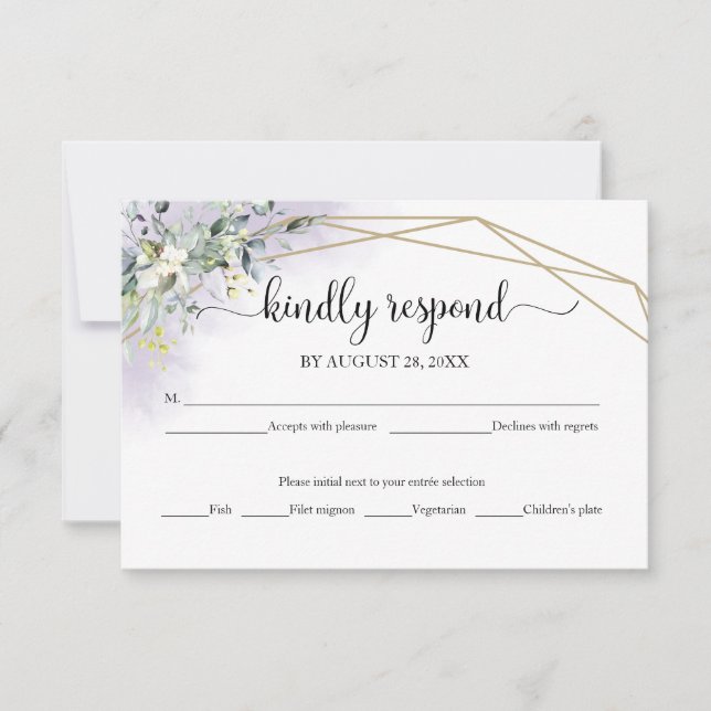 Elegant Greenery Eucalyptus Wedding  RSVP Card (Front)
