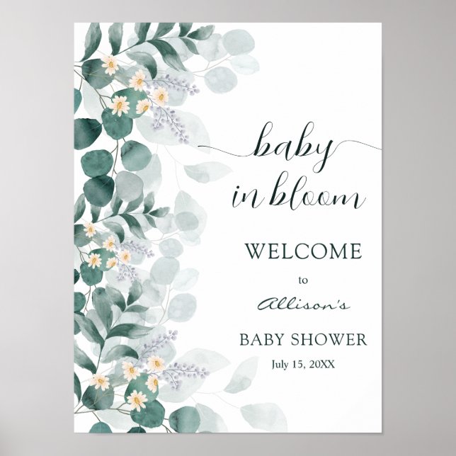 Elegant greenery eucalyptus welcome poster (Front)