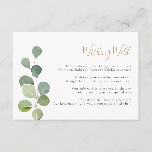 Elegant Greenery Eucalyptus Wishing Well Enclosure Card (Front)