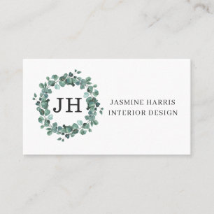 Elegant Greenery Eucalyptus Wreath Business Card
