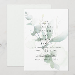 Elegant Greenery Faded Wedding Invitation