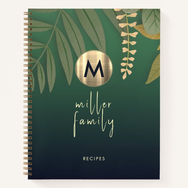 Elegant Greenery Family Recipe Book (Front)
