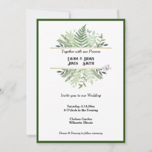 Elegant Greenery Ferns Botanical Invitation