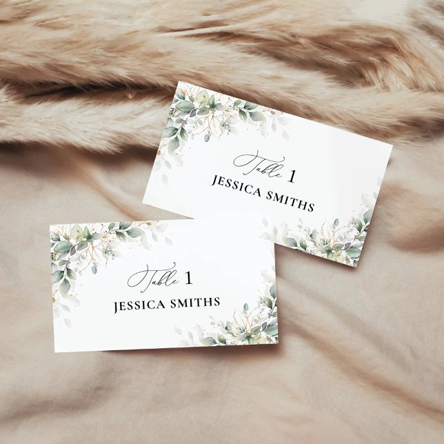Elegant Greenery Flat Place Card (Creator Uploaded)