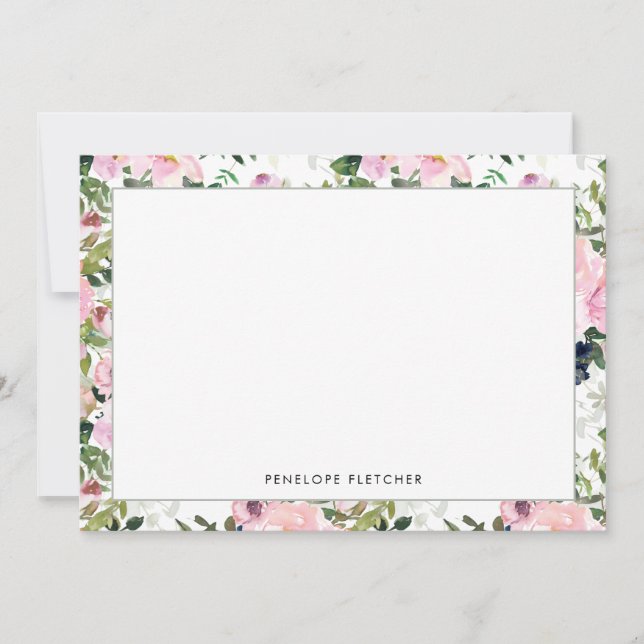 Elegant Greenery Floral Border Modern Card (Front)
