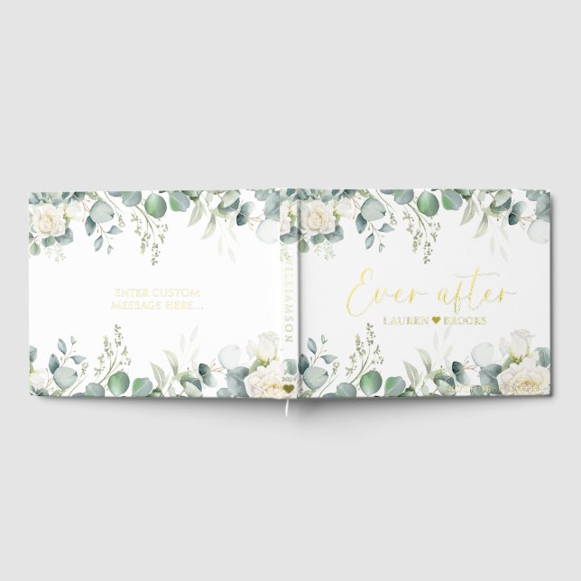 Elegant Greenery Floral Bridal wedding guest book  (Full)