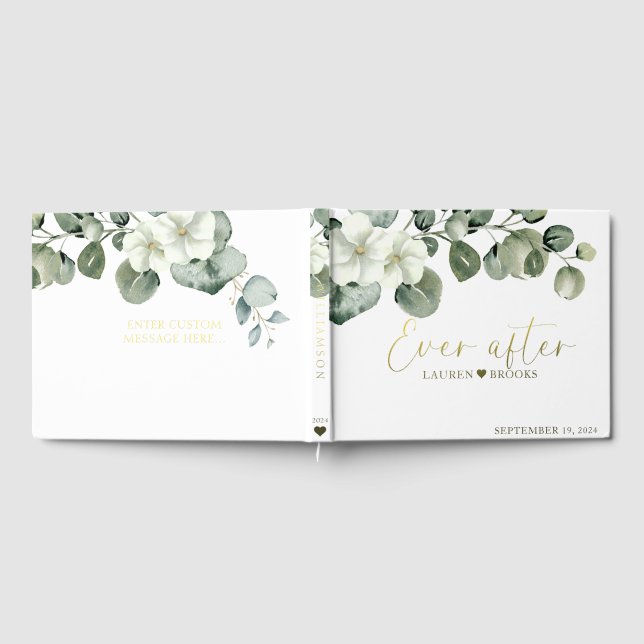 Elegant Greenery Floral Bridal wedding guest book  (Full)