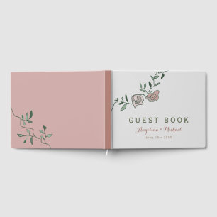 Elegant Greenery Floral Dusty Rose Wedding Guest Book