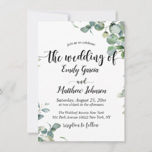 Elegant Greenery Floral Eucalyptus Wedding Invitation