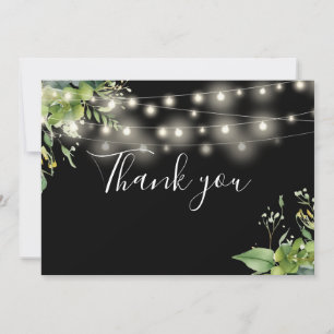 Elegant Greenery Floral String Lights Thank You Card