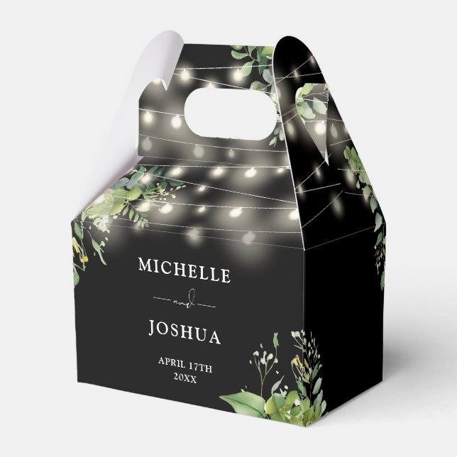 Elegant Greenery Floral String Lights Wedding Favour Box (Back Side)