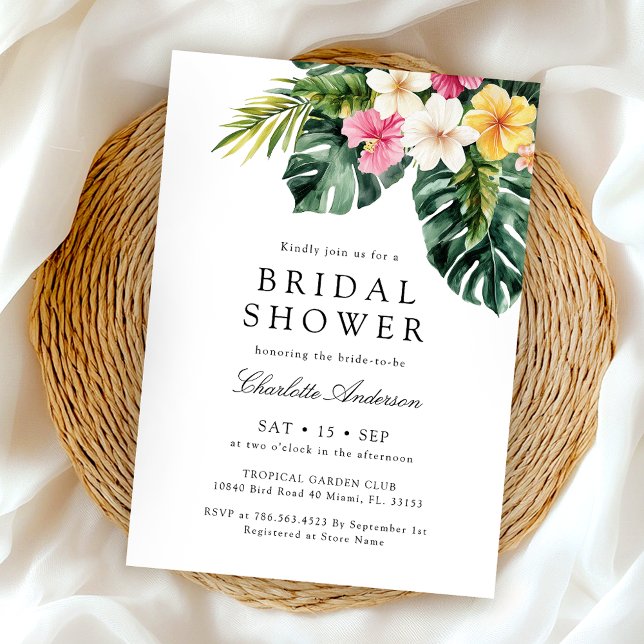 Elegant Greenery Floral Tropical Bridal Shower Invitation (Creator Uploaded)