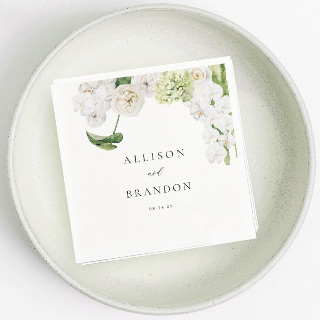 Elegant Greenery Floral Wedding Napkin (Creator Uploaded)