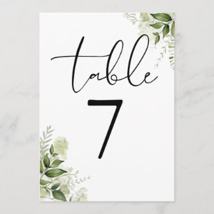 Elegant Greenery Floral Wedding Table Number