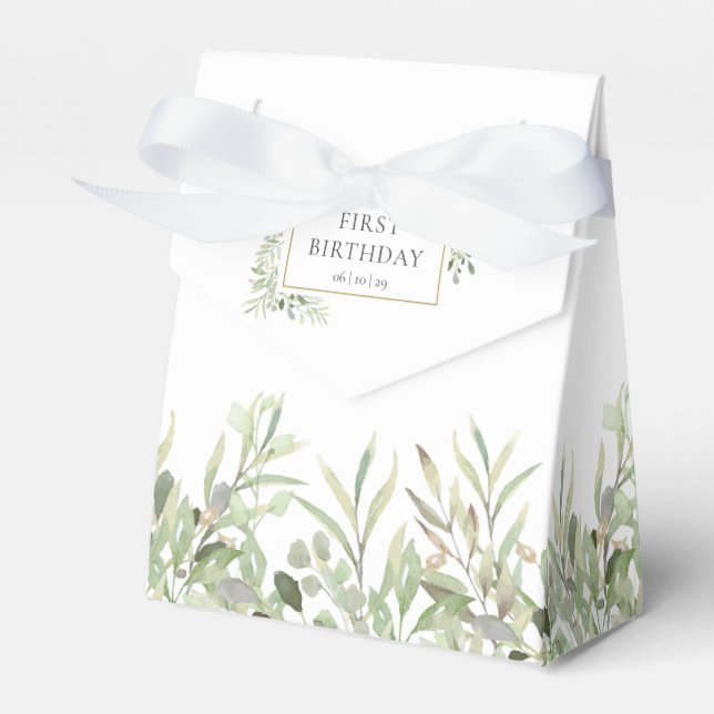 Elegant Greenery Foliage Birthday Favour Box (Front Side)