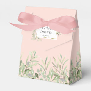 Elegant Greenery Foliage Bridal Shower Blush Pink Favour Box