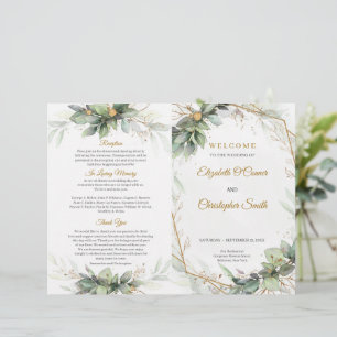 Elegant greenery foliage faux gold frame Ceremony