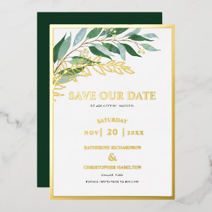 Elegant Greenery Foliage Green Save The Date