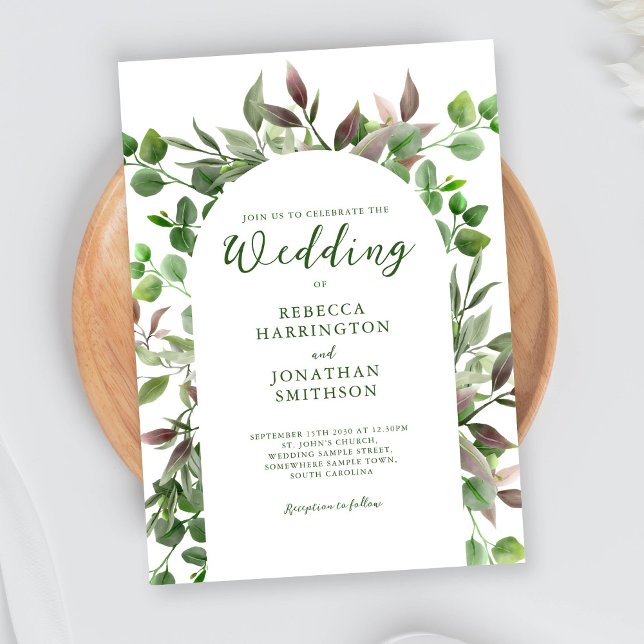 Elegant Greenery Foliage Leaves Wedding Invitation (Creator Uploaded)