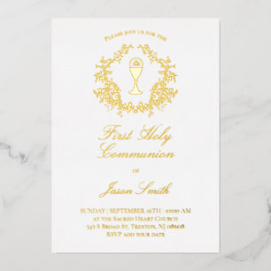 elegant greenery frame First Communion