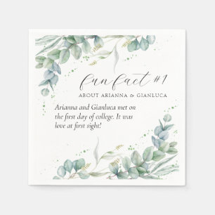 Elegant Greenery Fun Fact #1 Wedding Cocktail Napkin