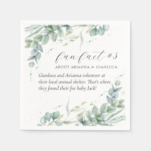 Elegant Greenery Fun Fact #3 Wedding Cocktail Napkin
