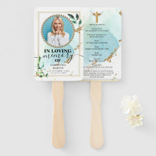 Elegant Greenery Funeral Celebration of Life Hand Fan