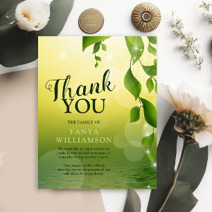 Elegant Greenery Funeral Memorial Thank You