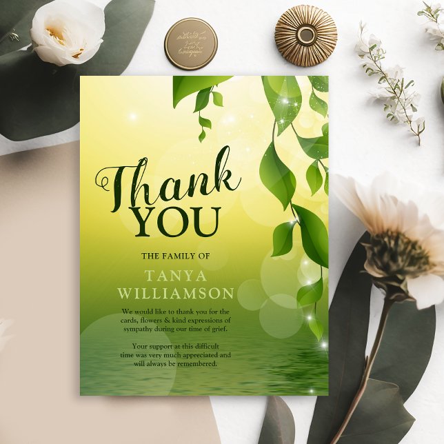 Elegant Greenery Funeral Memorial Thank You (Creator Uploaded)