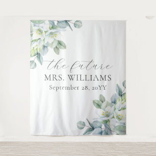 Elegant Greenery Future Mrs Photo Booth Backdrop Tapestry